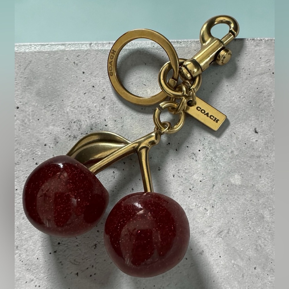 NWOT Coach Glittering Red  Cherry Keychain /Charm